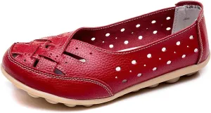 Women's Casual Loafers Cute Slip On Comfort Walking Flats Leather Driving Moccasins Fashion Closed Toe Boat Shoes