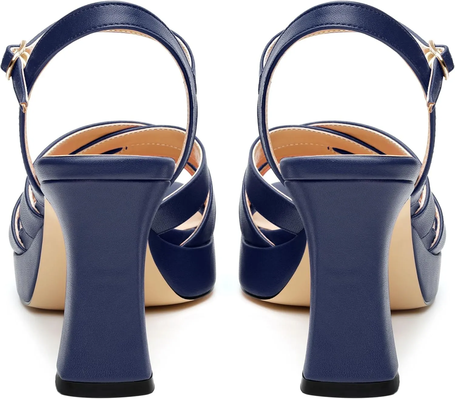 Women's Chunky Platform High Heels Block Heeled Sandals Open Square Toe Ankle Strap Dress Wedding Party Sandal Shoes 3.3''