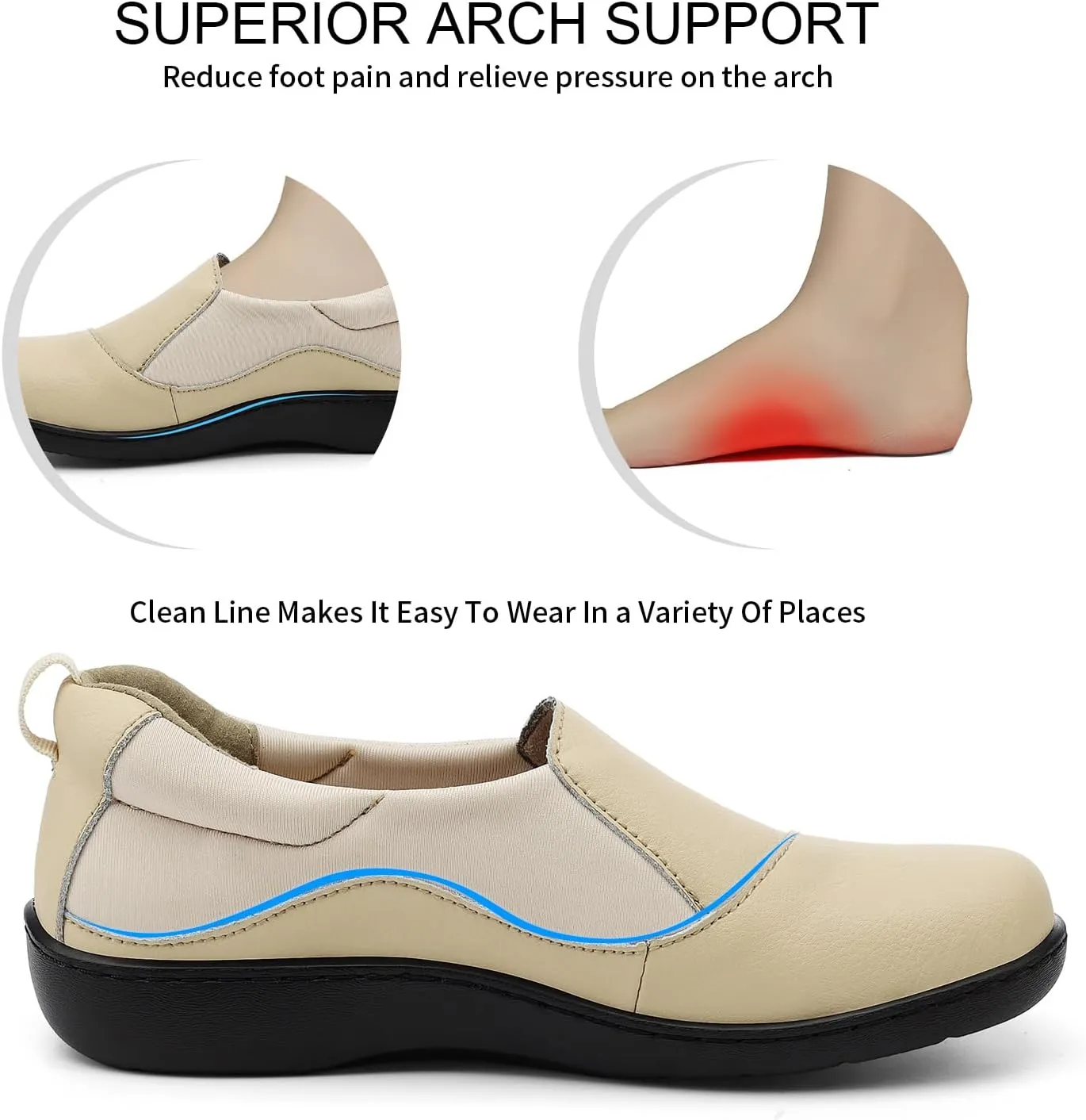 Women's Comfort Leather Loafers Cute Casual Slip On Lightweight Walking Flats Everyday Work Shoes