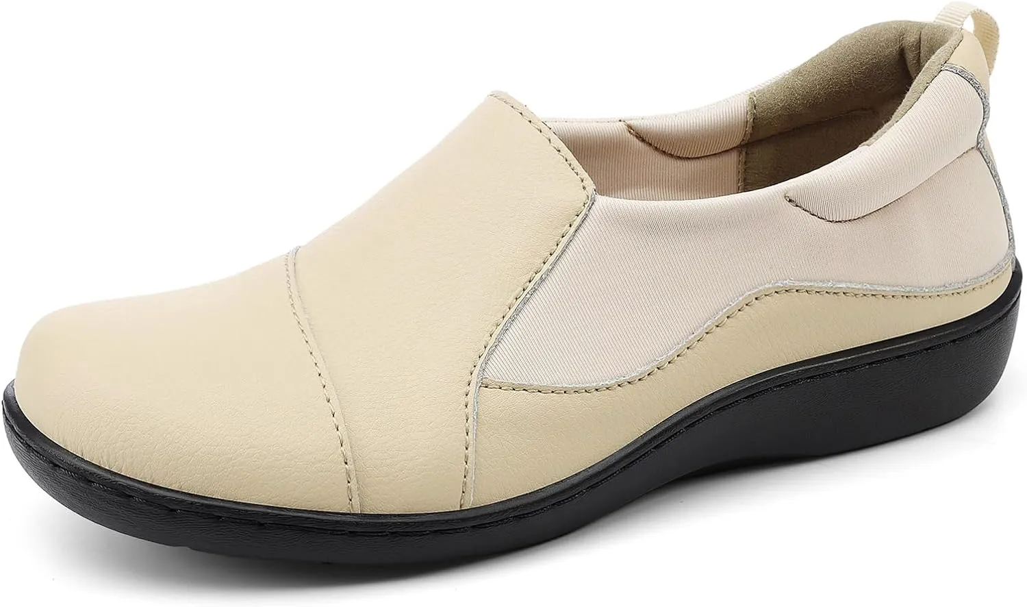 Women's Comfort Leather Loafers Cute Casual Slip On Lightweight Walking Flats Everyday Work Shoes