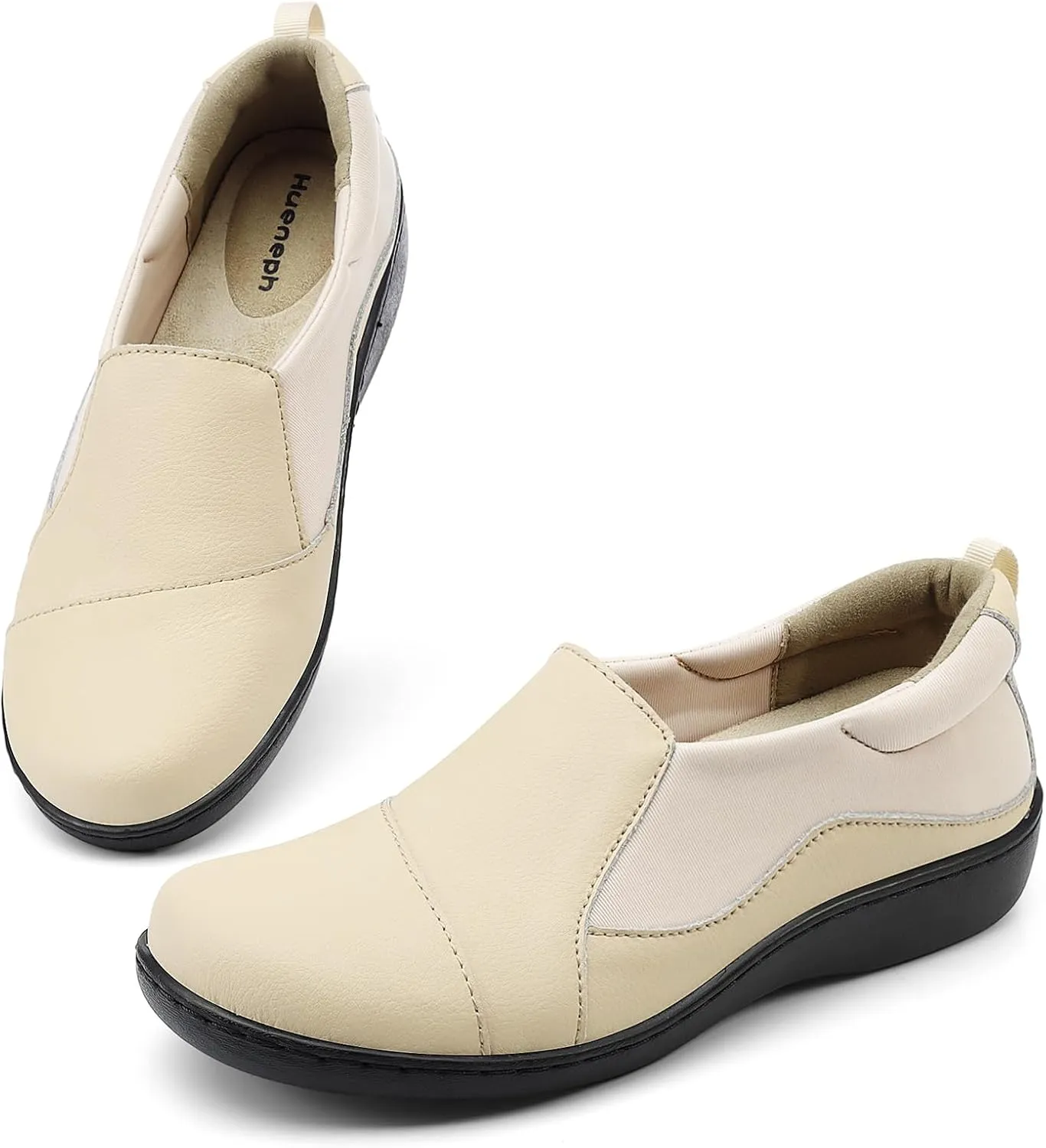 Women's Comfort Leather Loafers Cute Casual Slip On Lightweight Walking Flats Everyday Work Shoes