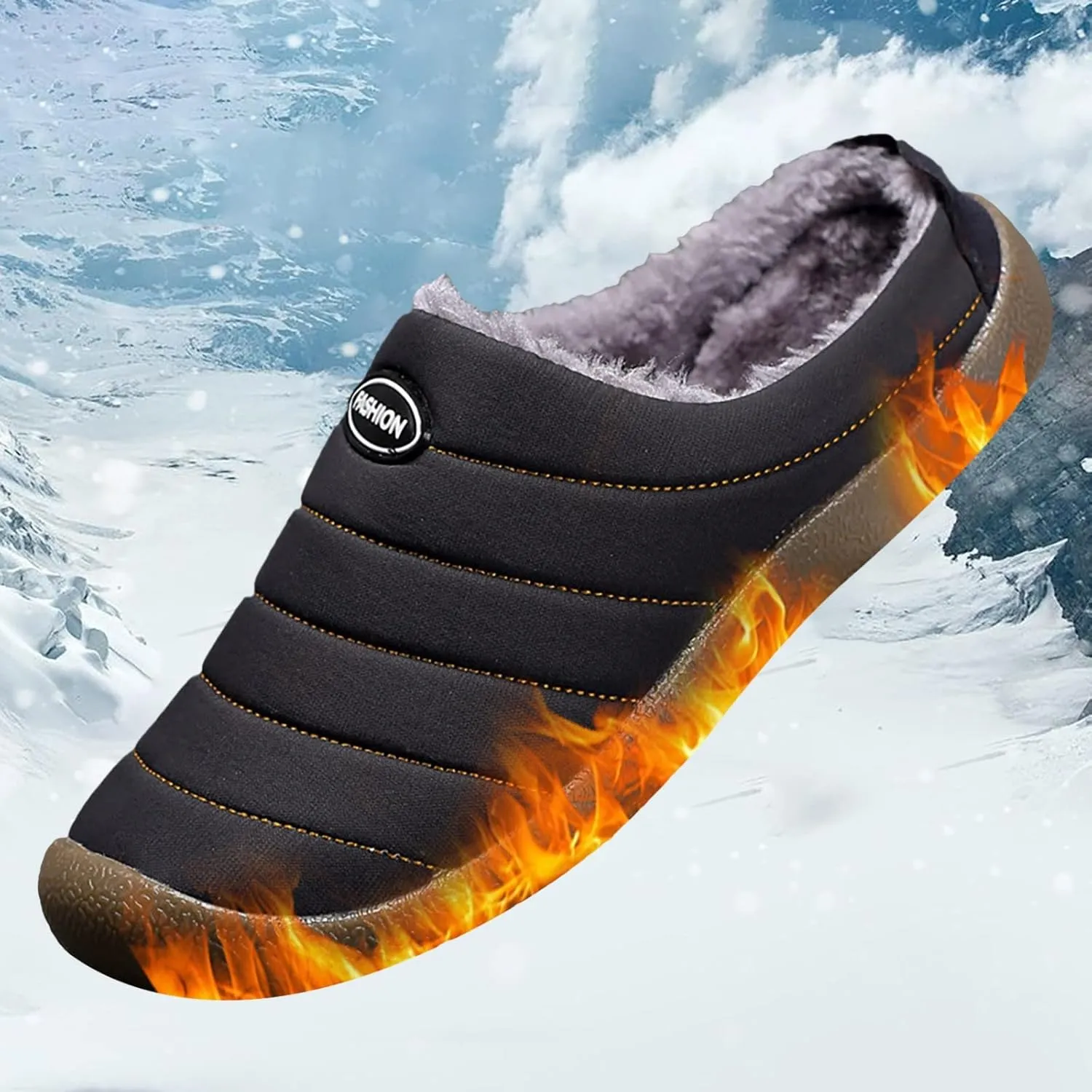 Women's Cotton Slippers Plus Velvet Warm Household Boots Soft Flat Soled Snow Boots Lightweight Winter Boots