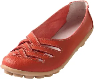 Women's Cowhide Leather Loafers Flats Sandals Slip-On