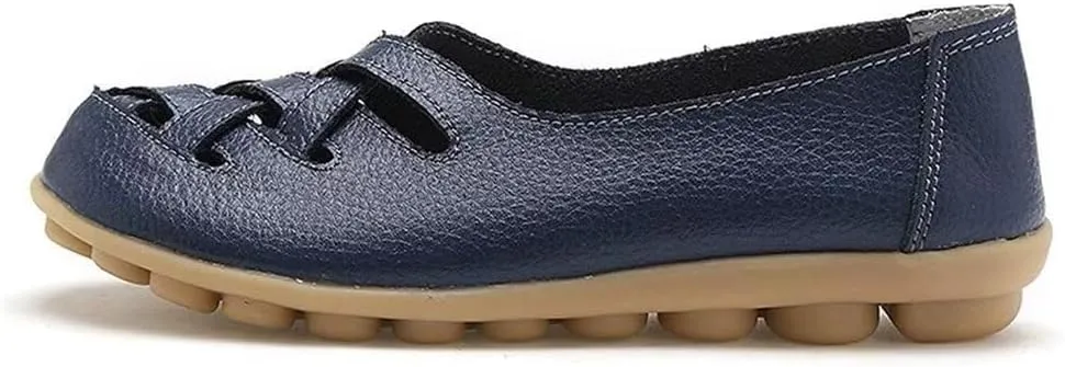 Women's Cowhide Leather Loafers Flats Sandals Slip-On