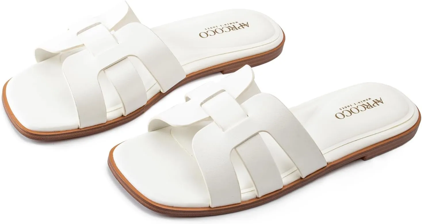 Women's Flat Sandals Casual Slip On Cross Band Sandals for Women Summer Dressy Slide Beach Sandal