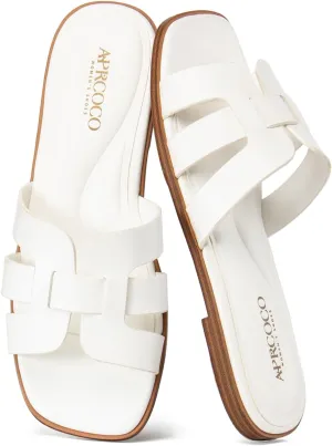 Women's Flat Sandals Casual Slip On Cross Band Sandals for Women Summer Dressy Slide Beach Sandal