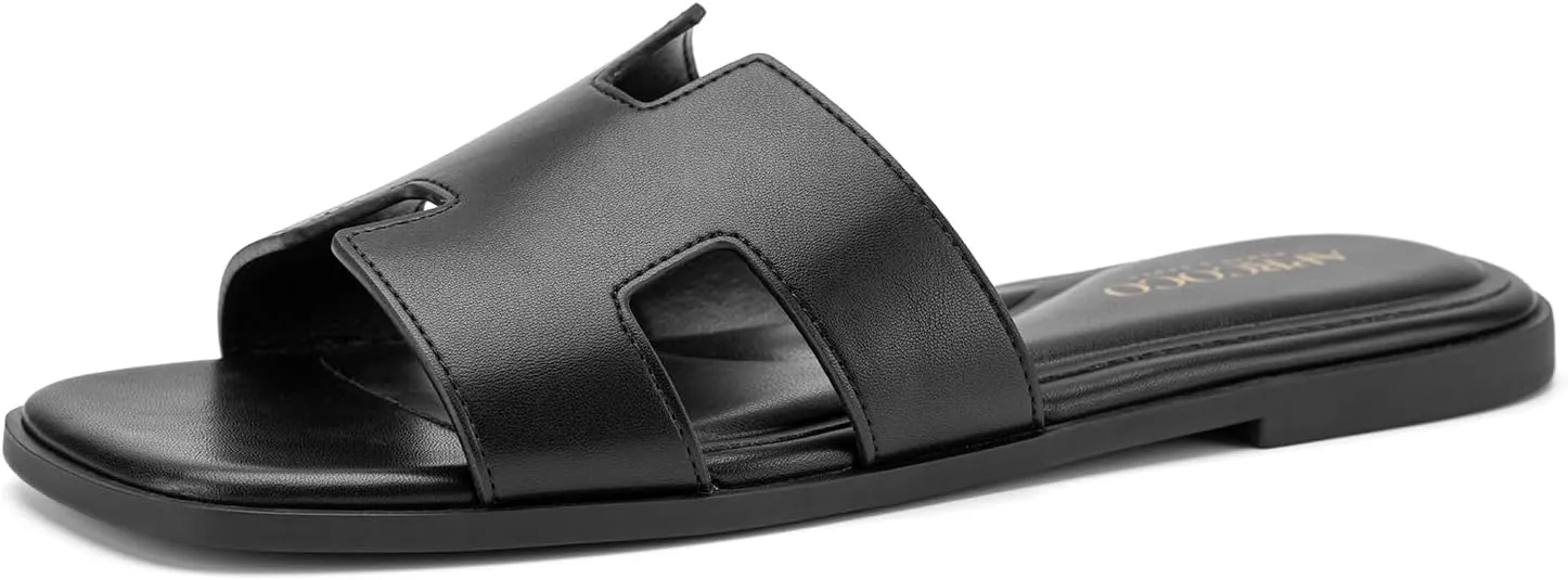 Women's Flat Sandals Dressy Classic H-Band Flats Sandals Summer Beach Vacations Slide Sandals