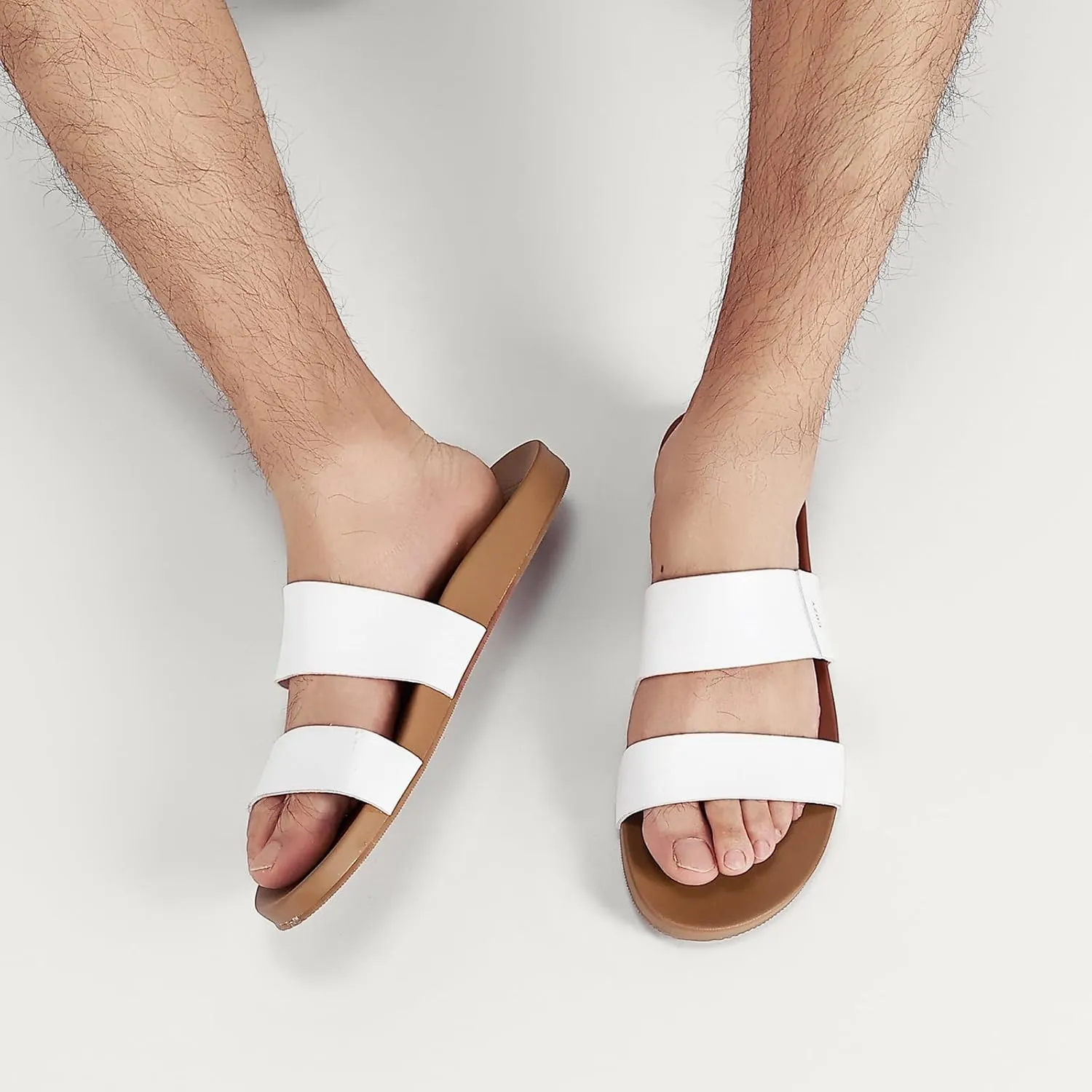 Women's Flat Slides Sandals, Two Strap & Non-Slip Vegan Leather Beach Slides,Stylish Summer Sandals for Women and Men 2025