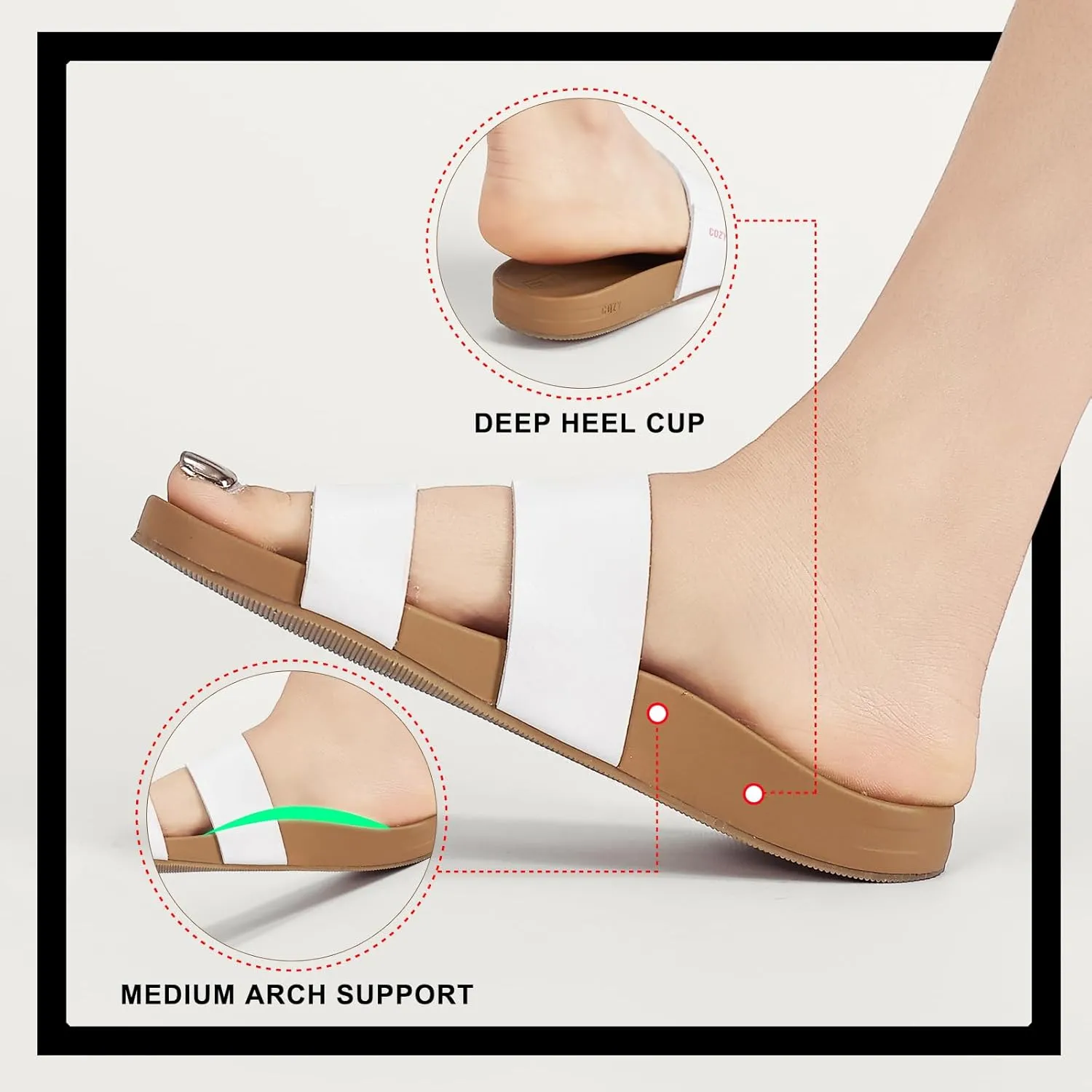 Women's Flat Slides Sandals, Two Strap & Non-Slip Vegan Leather Beach Slides,Stylish Summer Sandals for Women and Men 2025