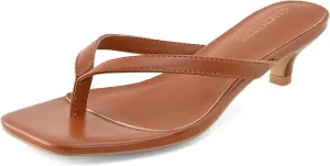 Women’s Flip-Flops Kitten Heels Thong Sandals For Women Square Toe Slip On Fashion Summer Dress Sandals