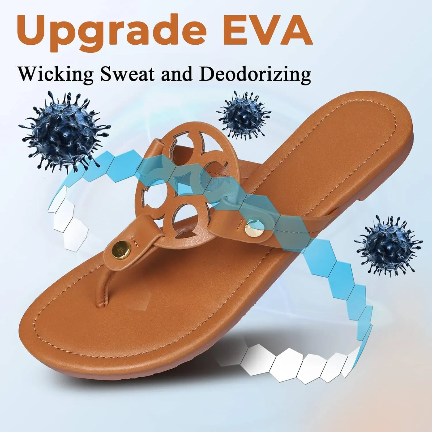 Womens Flip Flops Summmer Sandals for Women 2025 Dressy Beach Sandals Flats Cute Leather Waterproof Slip on