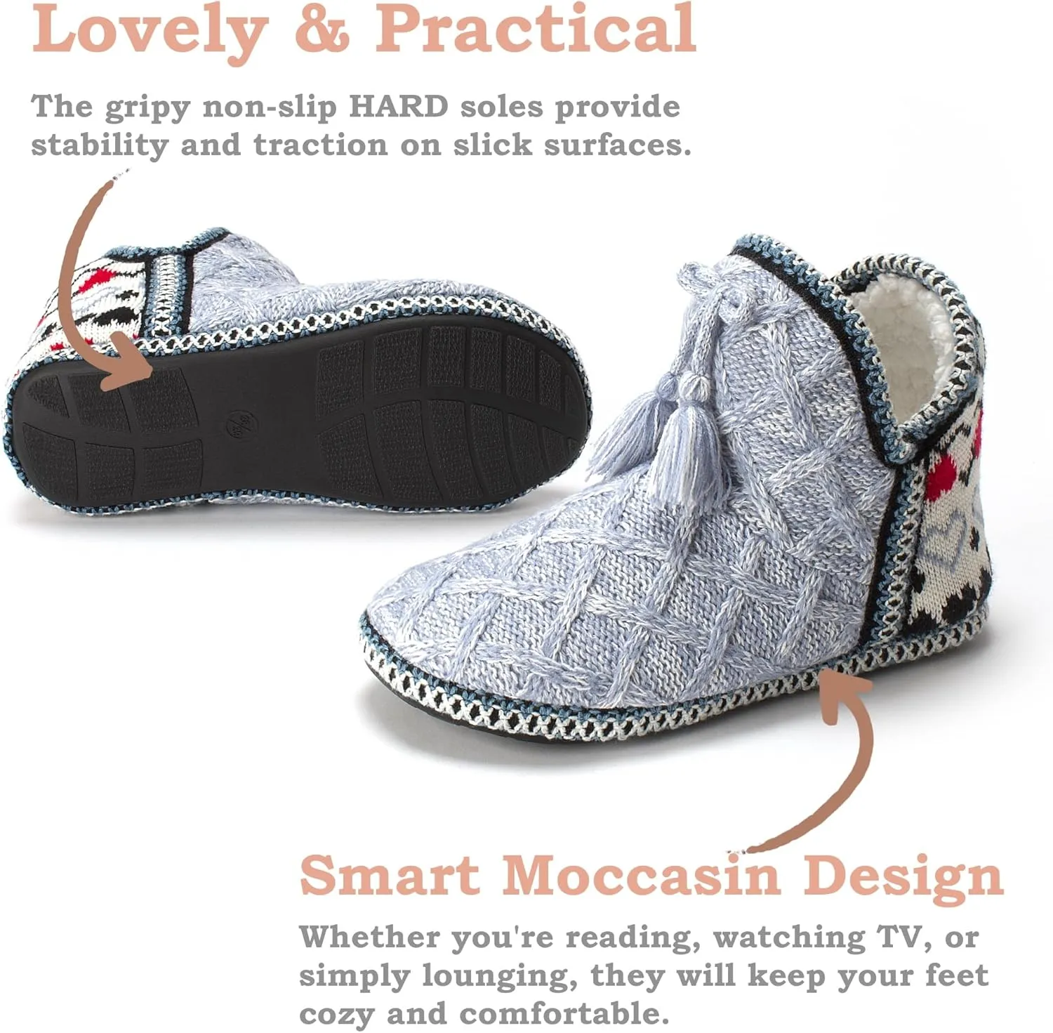Women's Fuzzy Bootie Slippers, Plush Fleece & Memory Foam House Boots, Cozy Non-Slip Indoor/Outdoor Shoes