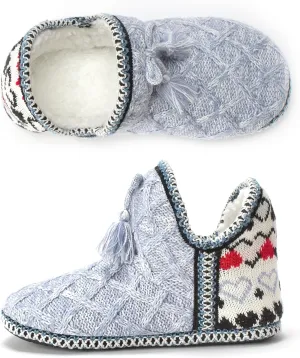 Women's Fuzzy Bootie Slippers, Plush Fleece & Memory Foam House Boots, Cozy Non-Slip Indoor/Outdoor Shoes