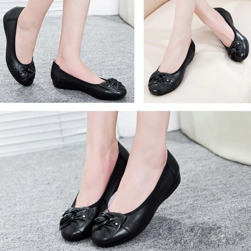 Women's Genuine Leather Loafers Flats Working Shoes Slip Ons
