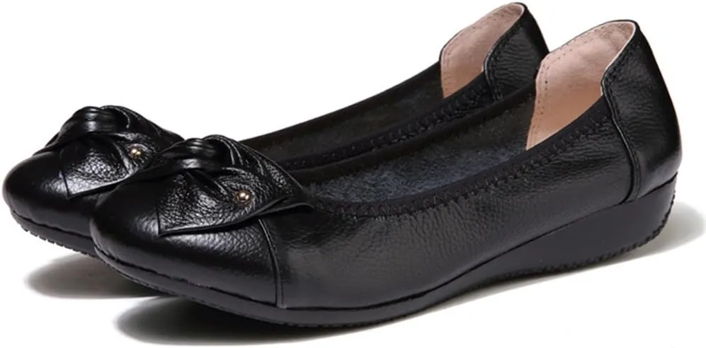 Women's Genuine Leather Loafers Flats Working Shoes Slip Ons