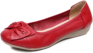 Women's Genuine Leather Loafers Flats Working Shoes Slip Ons