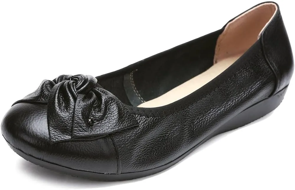 Women's Genuine Leather Loafers Flats Working Shoes Slip Ons