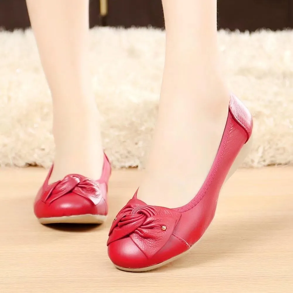 Women's Genuine Leather Loafers Flats Working Shoes Slip Ons