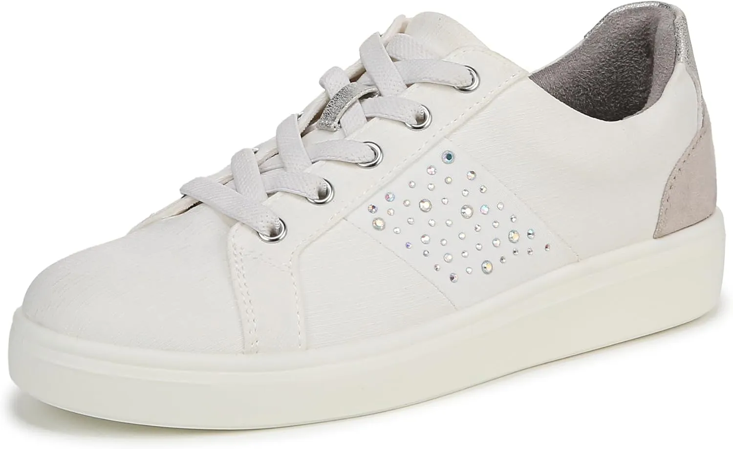 Women's Happy Friday Bright Sneaker, White Stretch Denim Fabric, 6.5