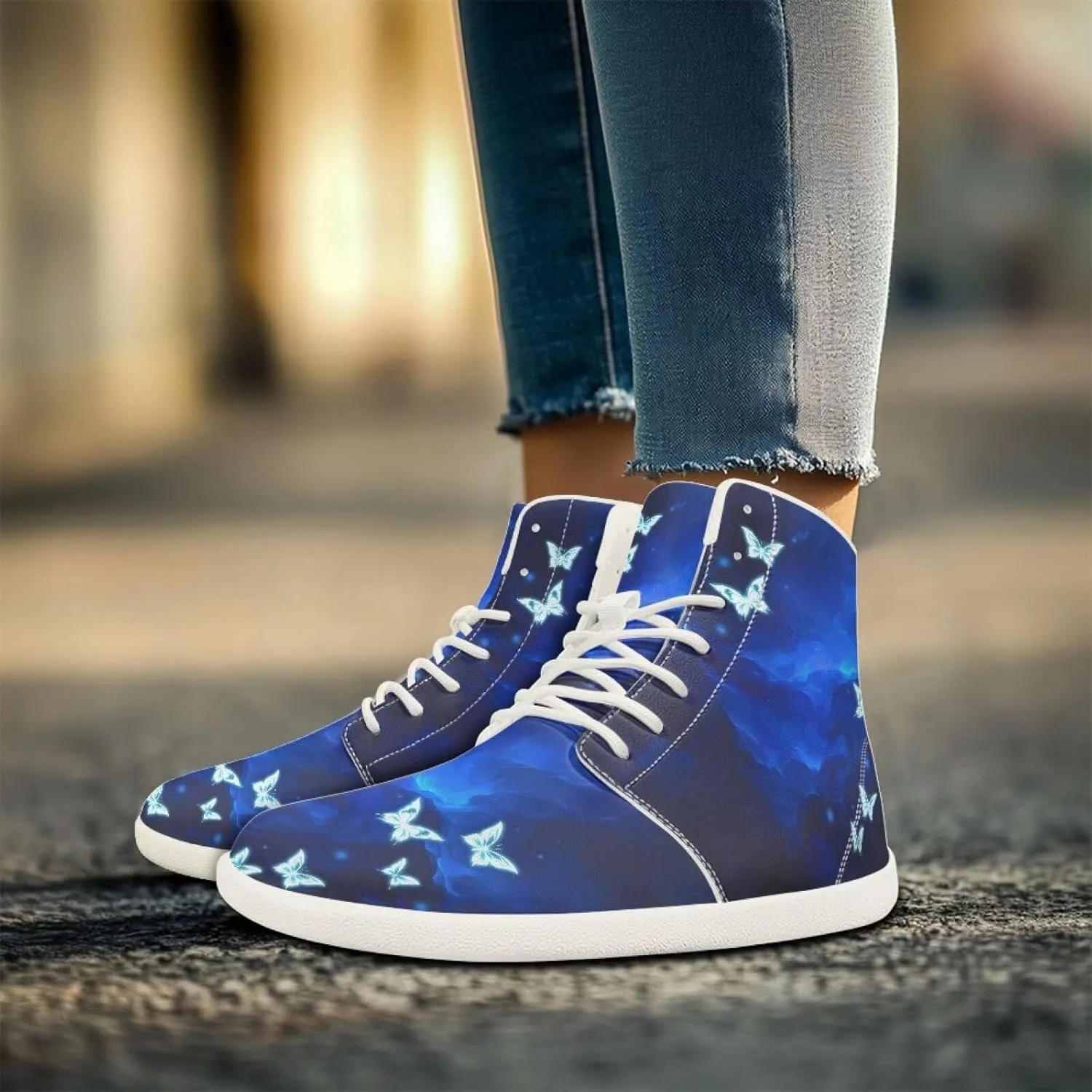 Women's High Top Zero Drop Sole | Wide Width Fashion Sneaker Fashion Non-Slip Workout Running Waterproof Barefoot Shoes US 6-13.5