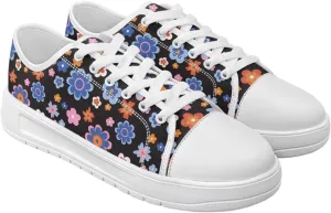 Women's Lace Up Low Top Canvas Shoes Fashion Casual Round Toe Sneakers Hands Free No Laces Barefoot Shoes US5.5-13.5