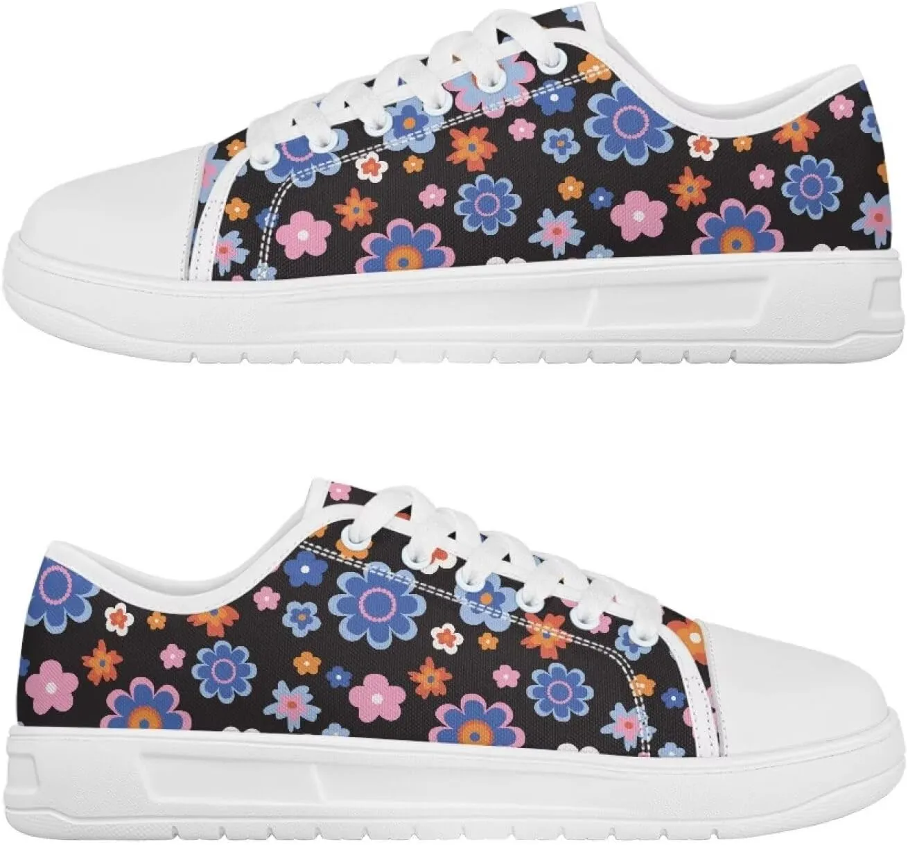 Women's Lace Up Low Top Canvas Shoes Fashion Casual Round Toe Sneakers Hands Free No Laces Barefoot Shoes US5.5-13.5