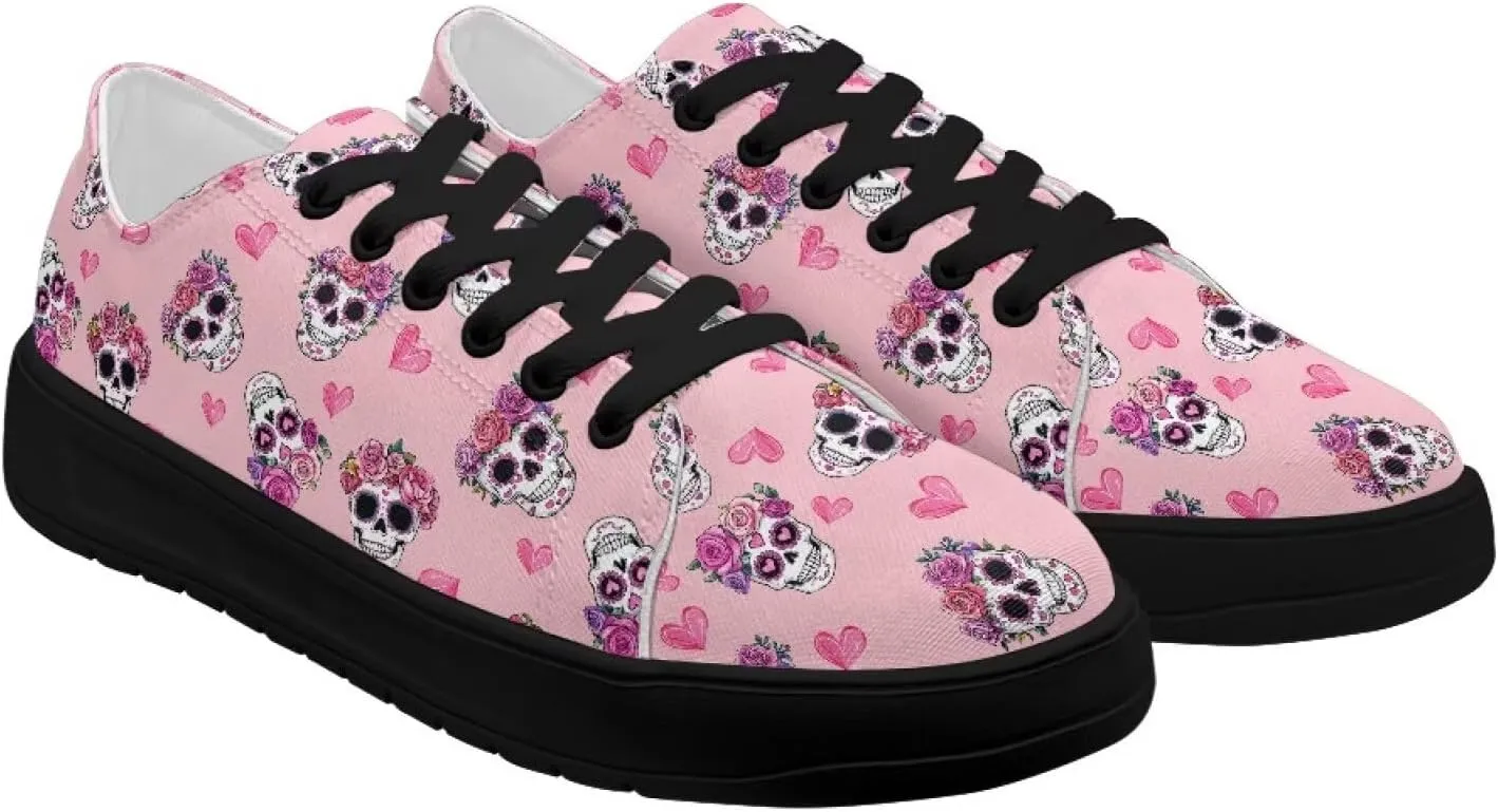 Women's Lace up Low Top Canvas Shoes Low Top Sneakers Fashion Casual Sneakers with Arch Support Comfy Flats 5.5-13.5