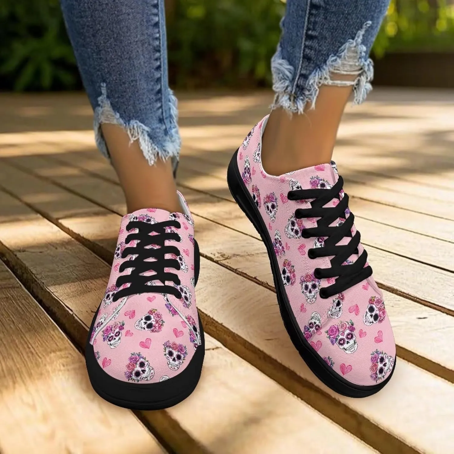Women's Lace up Low Top Canvas Shoes Low Top Sneakers Fashion Casual Sneakers with Arch Support Comfy Flats 5.5-13.5