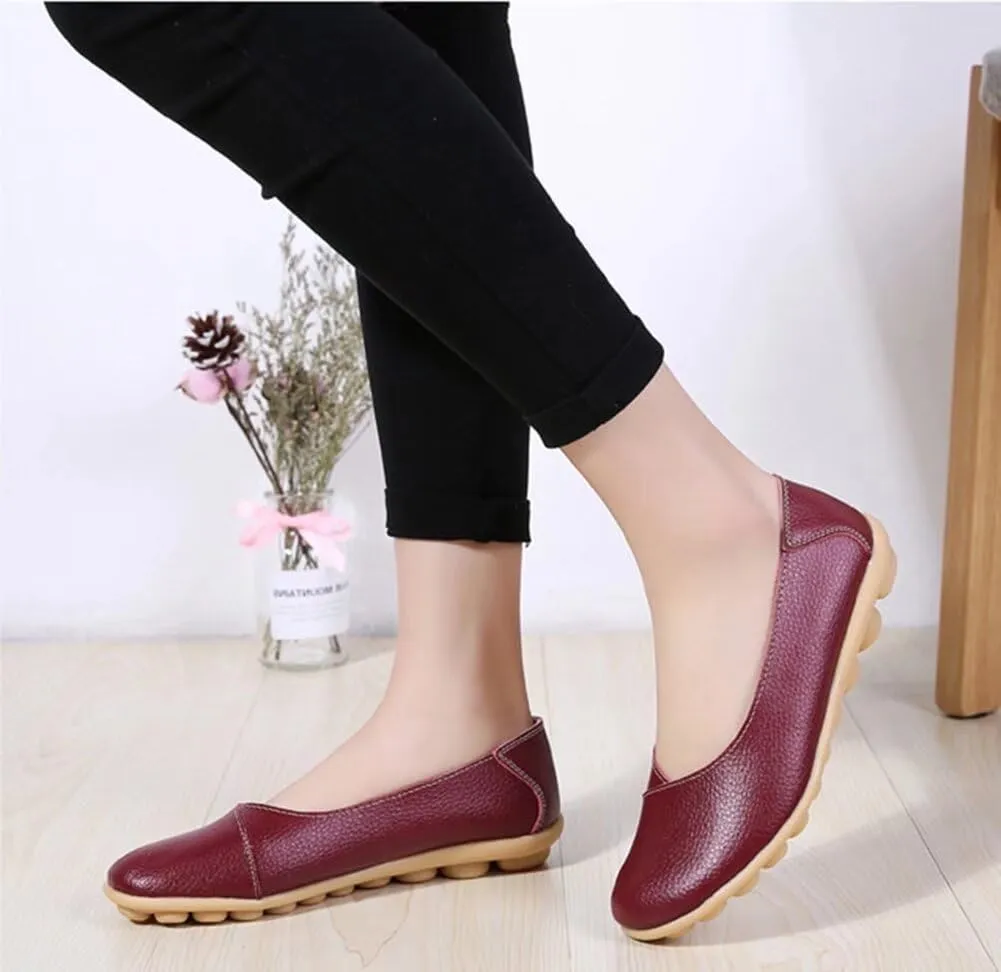 Women's Leather Shoes Loafers Slip-Ons Flats Casual Walking Driving