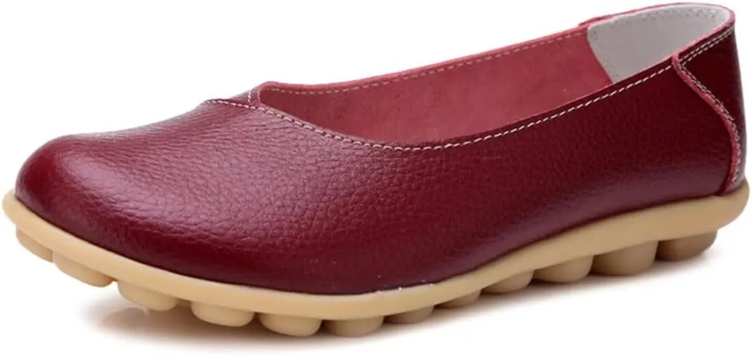 Women's Leather Shoes Loafers Slip-Ons Flats Casual Walking Driving