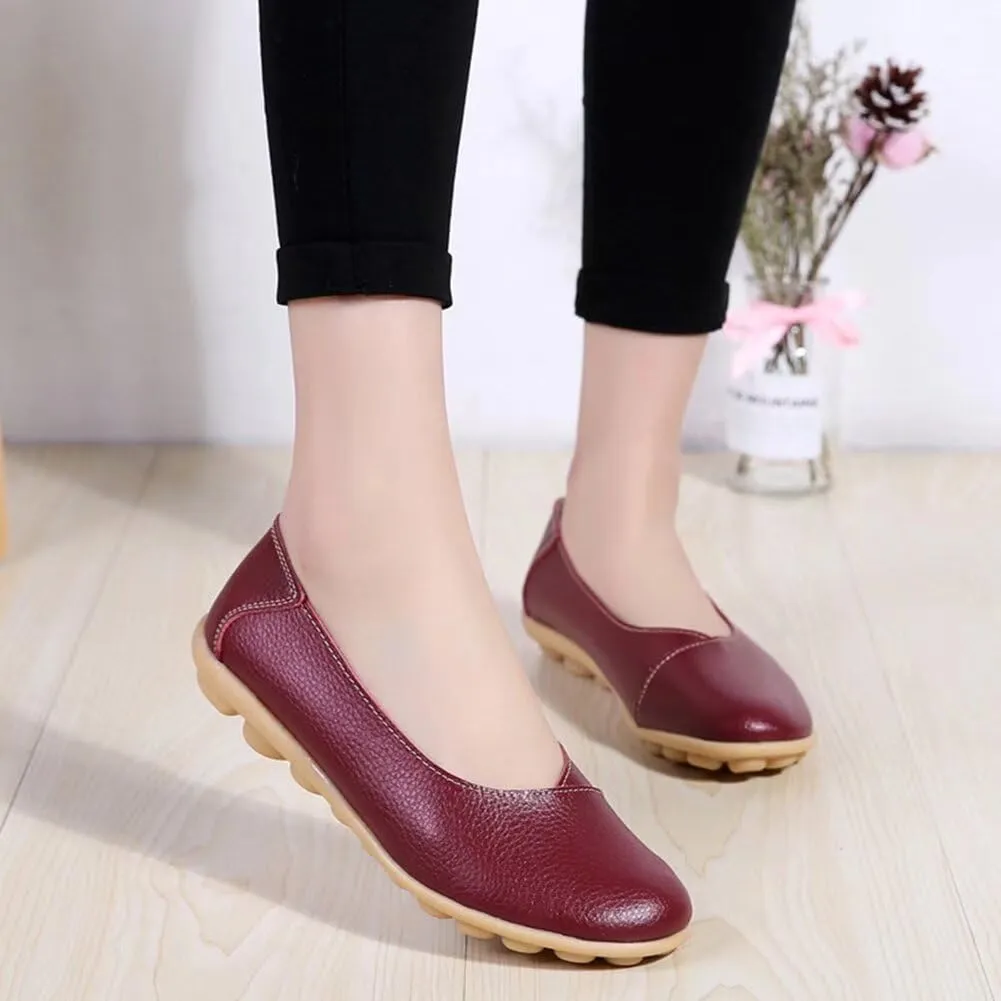 Women's Leather Shoes Loafers Slip-Ons Flats Casual Walking Driving