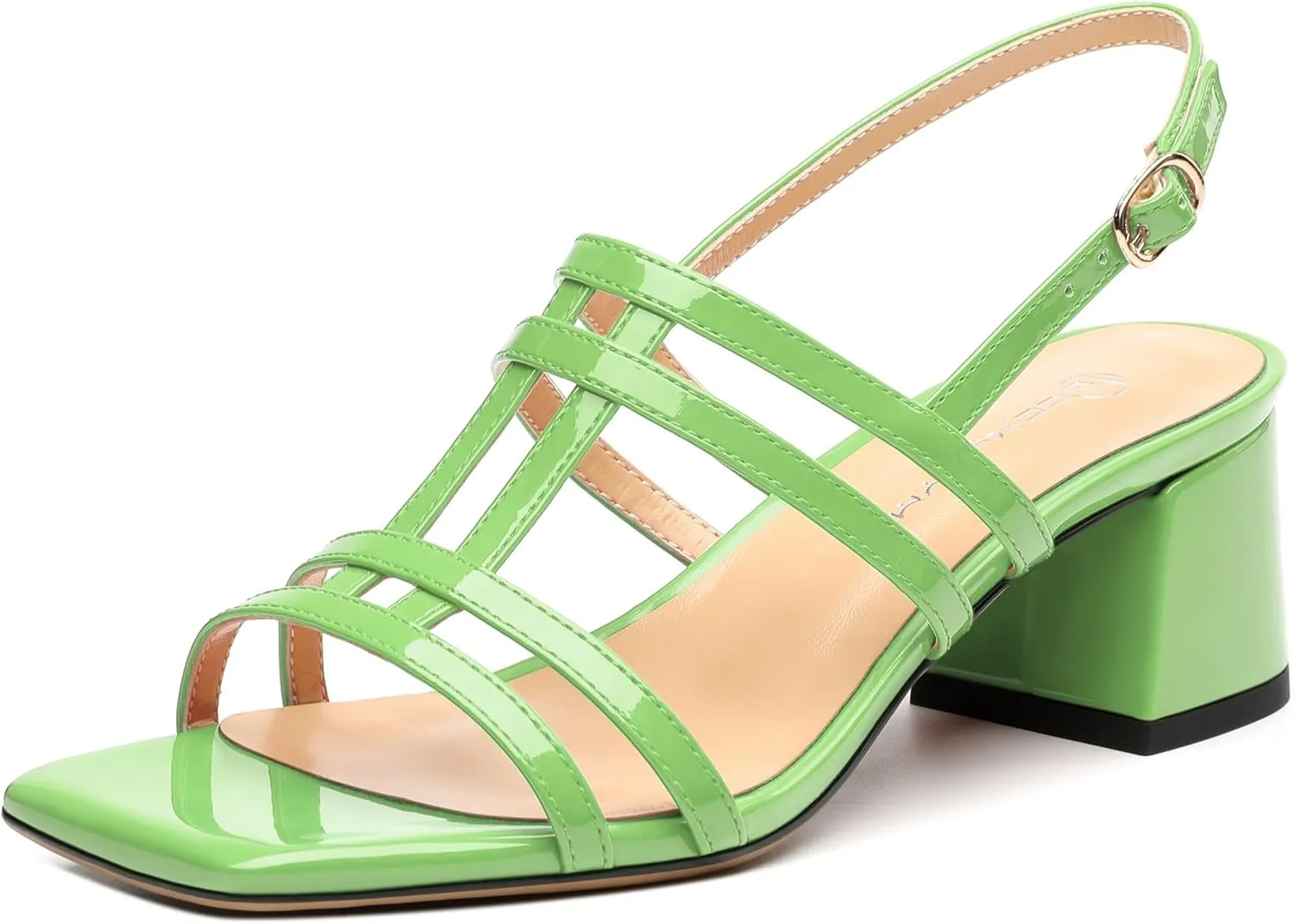 Women's Low Heels Strappy Sandals Square Open Toe Ankle Strap Low HeeL Sandals Comfort Dress Party Wedding Shoes 2"