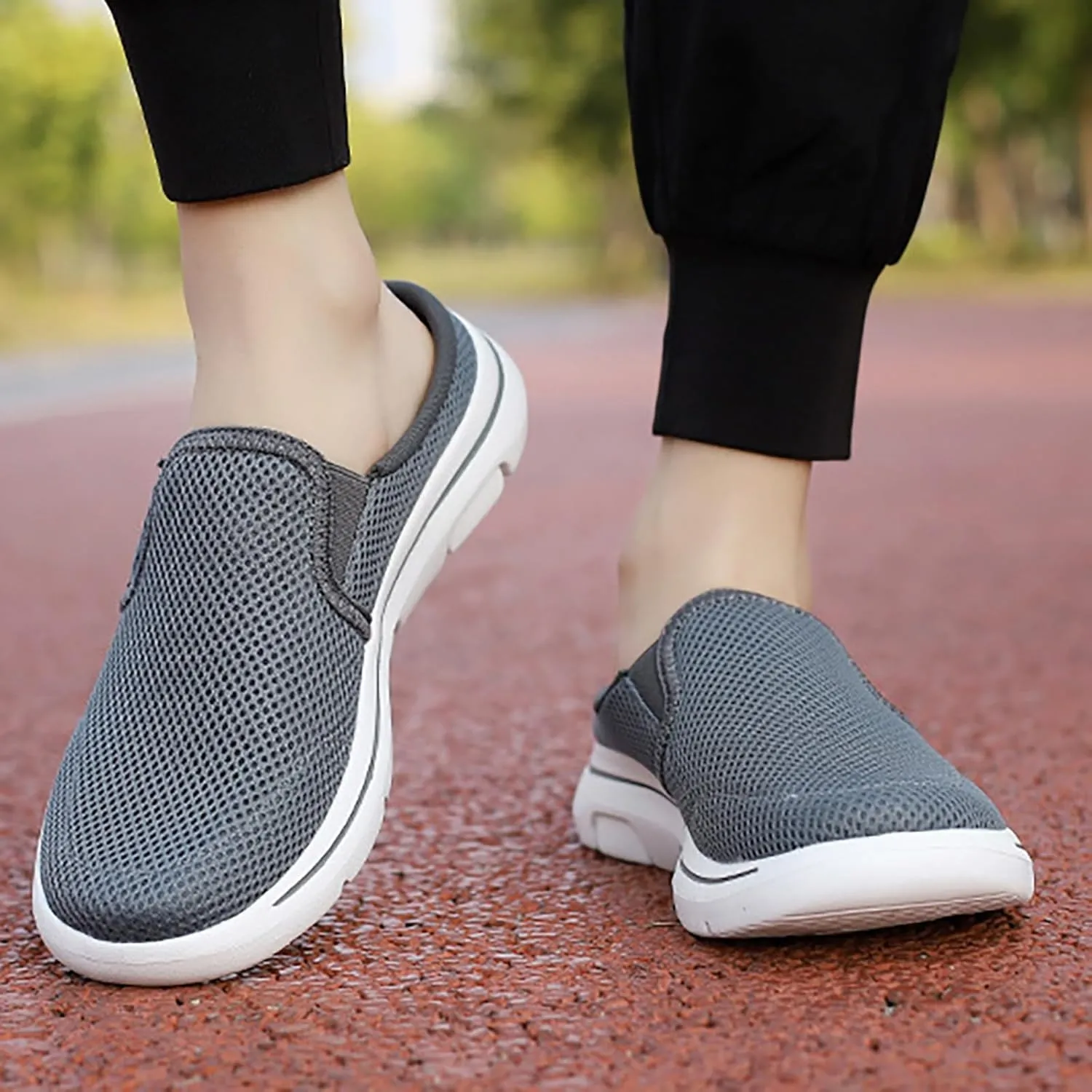 Women's Men Soft Orthopedic Sneakers Breathable Woven Go Walking Slip On Foam Arch Support Hands Slip in Shoes
