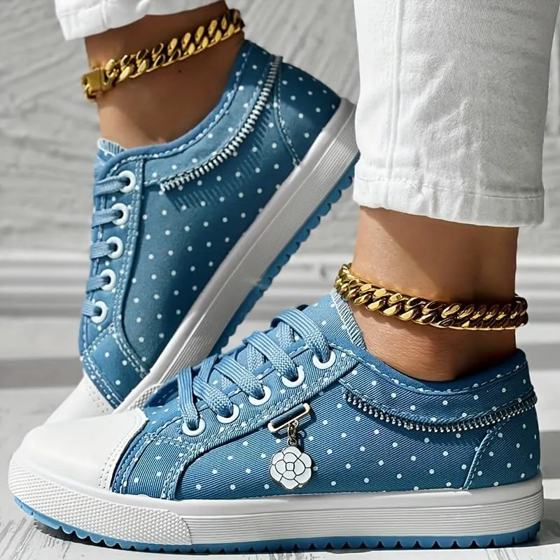 Women's Mesh Flat Sneakers, Casual Round Toe Lace Up Low Top Shoes, Versatile Flat Shoes