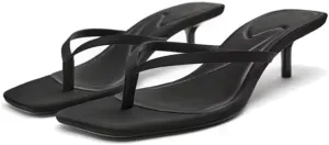 Women's Miami Kitten Heels Sandals Square Open Toe Thong Sandal Flip Flop Heels  Memory Foam Heeled Sandals for Women