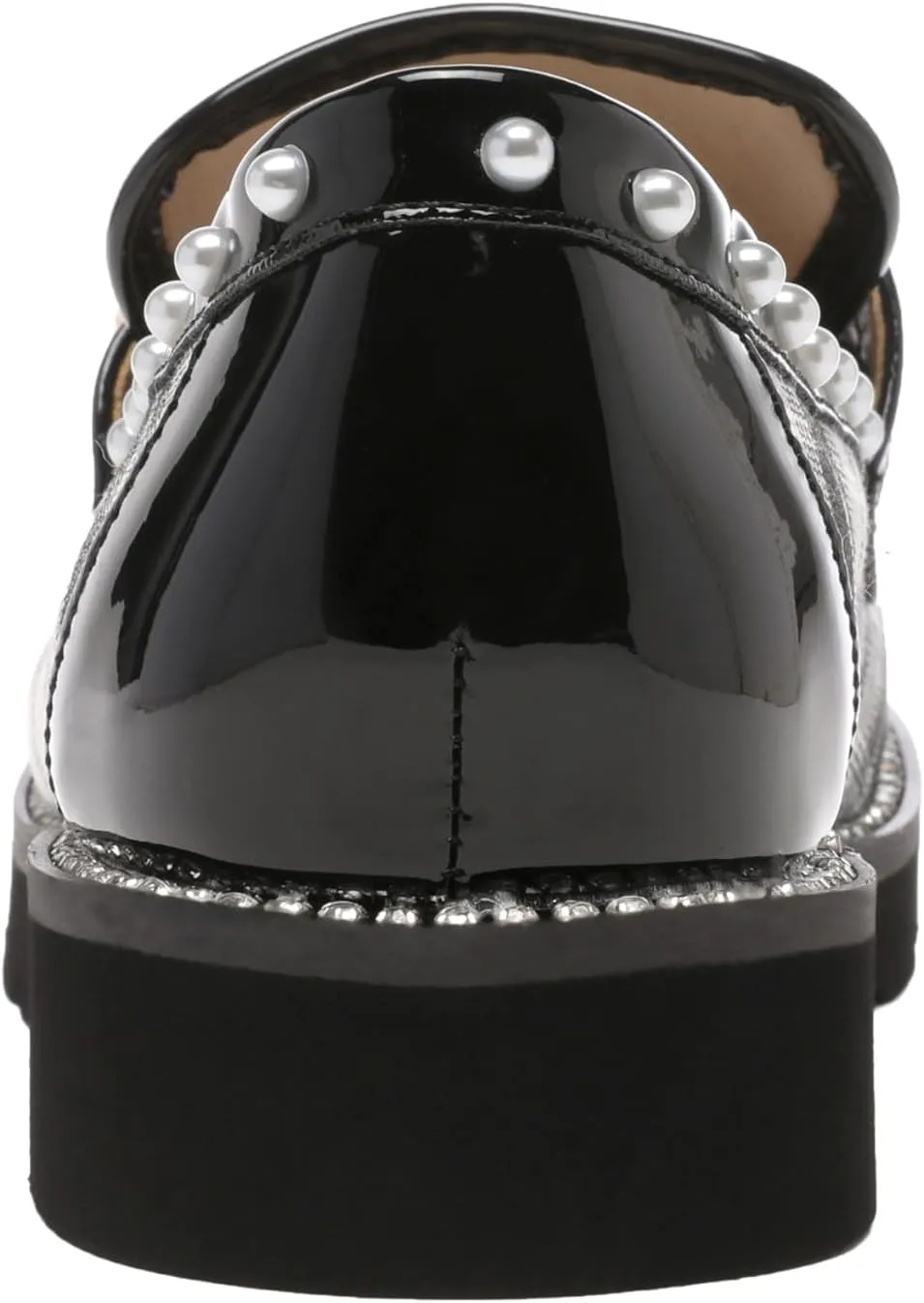 Women's Plaid Lug Sole Penny Loafers,Ladies Sparkly Rhinestones Pearl Trendy Low Heel Slip on Dressy Holiday Shoe Round Toe Comfort Party Evening Glitter Memory Foam Shoe