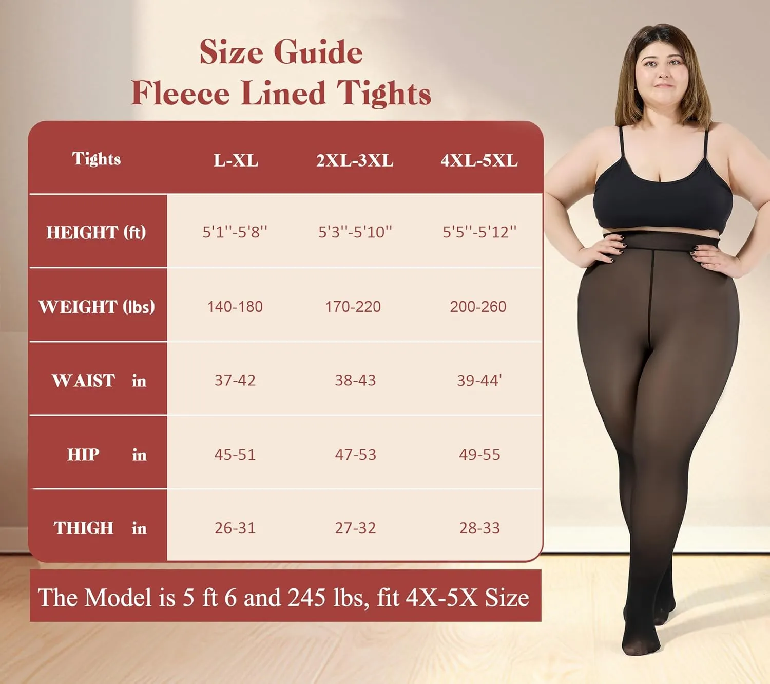 Women's Plus Size Fleece Lined Tights,Winter Warm Fake Translucent Tights,Thermal Thick Pantyhose Leggings