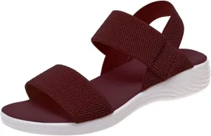 Women's Sandals Elastic Strap Summer Comfort Open Toe Slides Anti-Slip Lightweight Flat Wedge Sandal Platform Wedges Slingback Ankle Low Walking Comfortable Slip On Casual Shoes Platfor Slippers