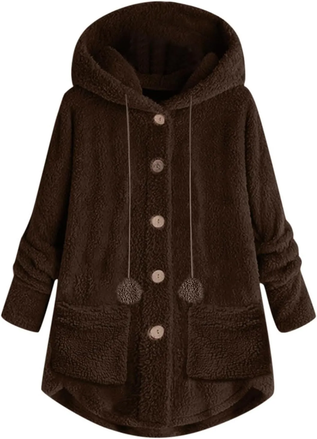 Womens Sherpa Jackets Dressy Casual Loose Soft Button Down Fleece Pullover Tops Oversized Hooded Loungewear