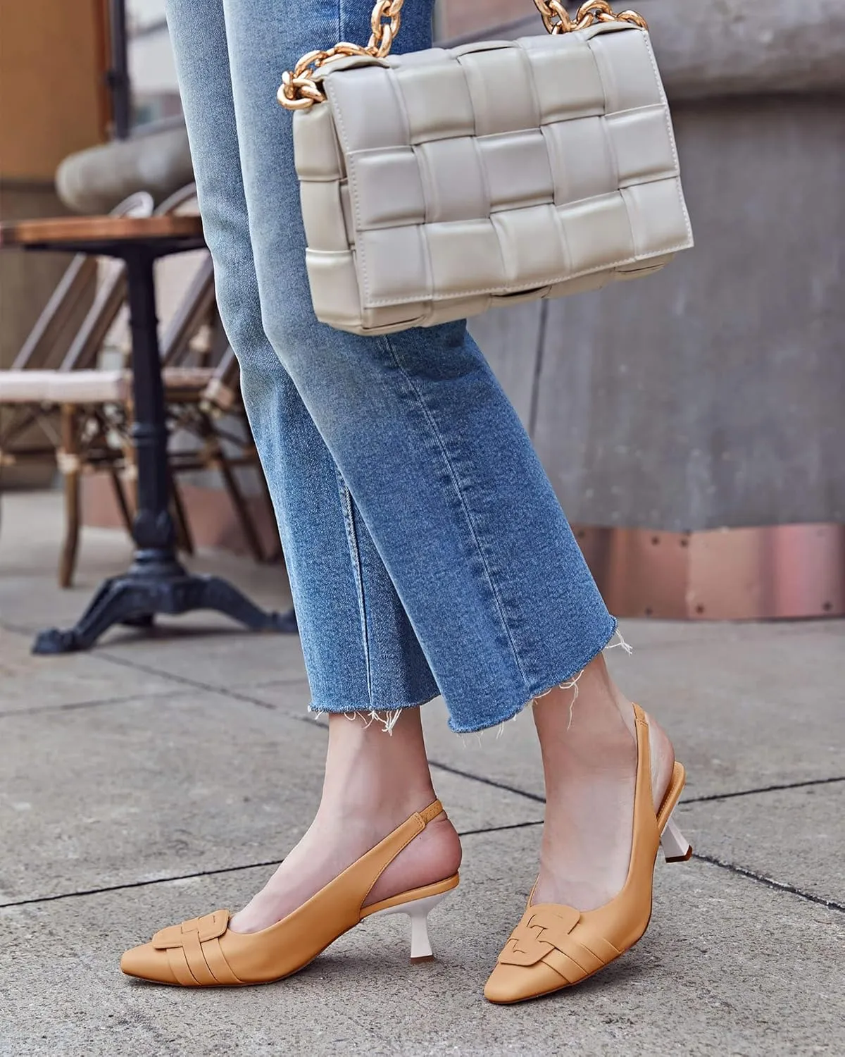 Womens Sling Back Kitten Heels Low Dress Shoes Slingback Pumps Pointed Closed Toe Comfortable Party Office Sandals