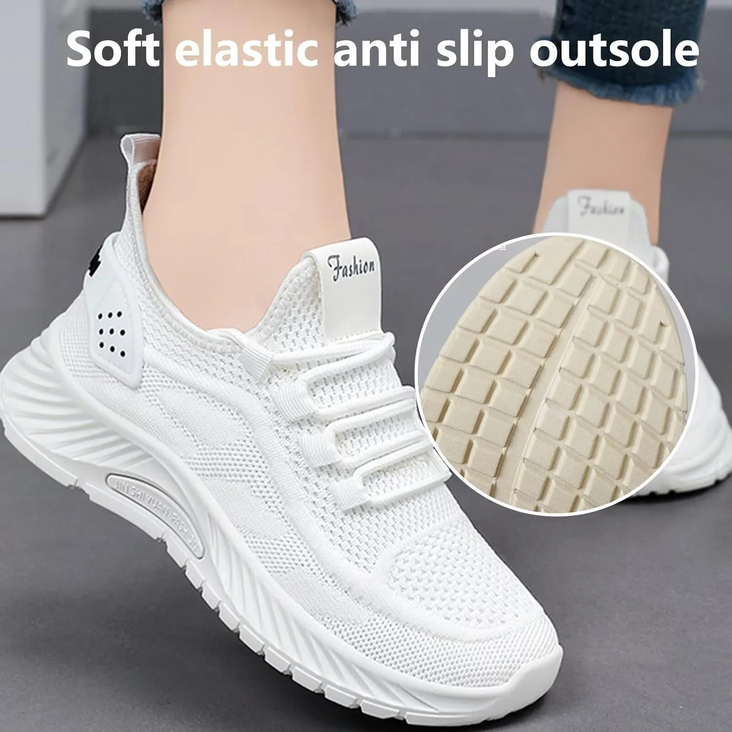 Women's Slip On Walking Shoes Running Gym Tennis Sneakers, Lightweight Breathable Mesh Casual Athletic Shoes for Women