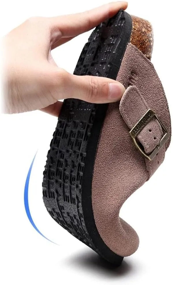 Women's Slipper,Men Mule Clogs Shoes Summer PU Leather Slip On l Anti Slip Loafer Flat Vintage Garden Mules Closed Toe Backless Comfort Breathable Walking Slippers Ladies
