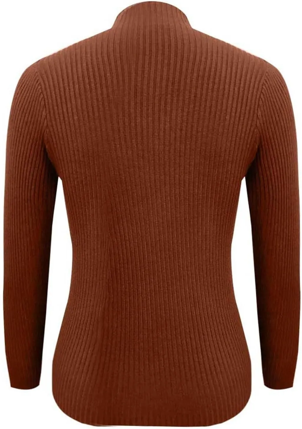 Women's Sweater Solid Casual Turtleneck Button Pullover Knitted Base Pullover Slim Fit Versatile Ribbed Stretch Tops