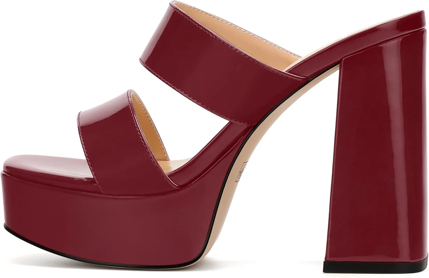 Women's Two Straps High Chunky Heels Sandals Slip on Open Square Toe Block Platform Heels Sandals for Women Holiday Party Wedding Dress Sandals Shoes