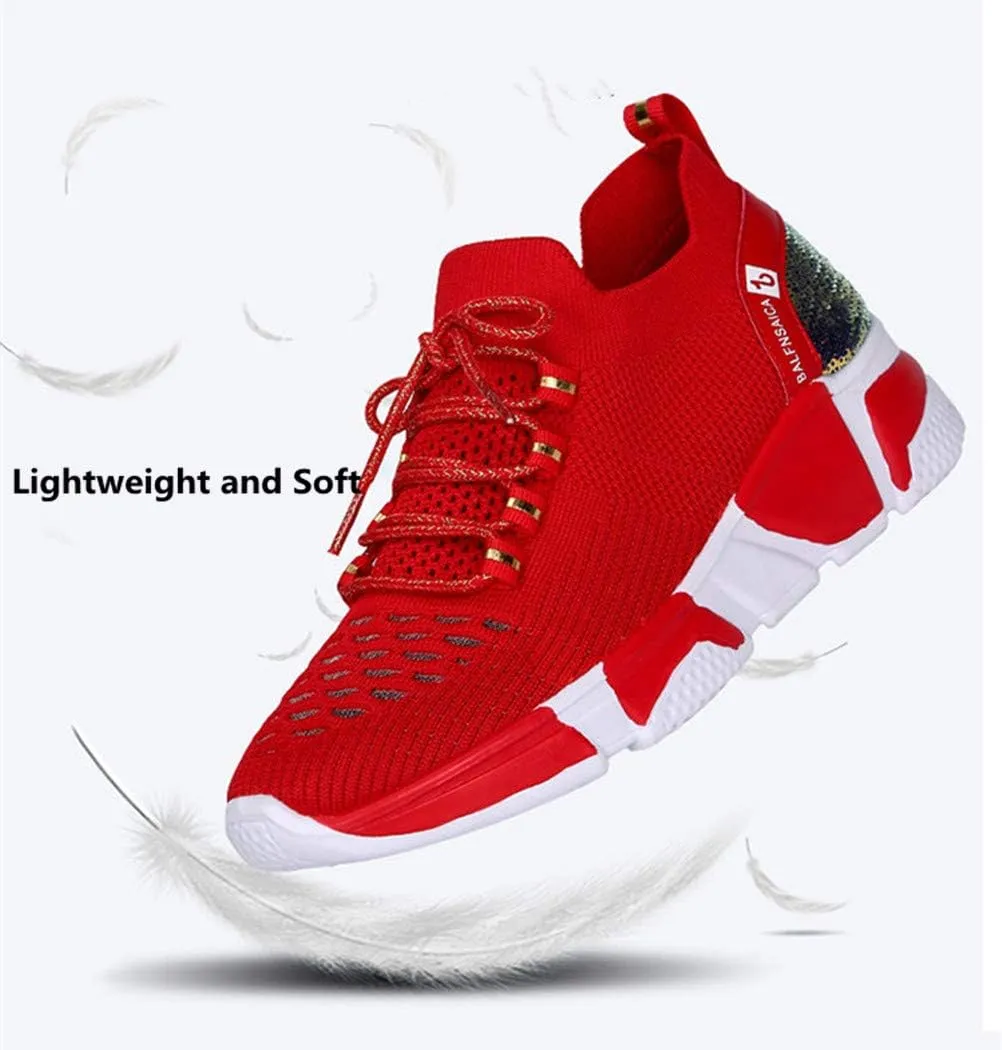 Women's Walking Shoes Fashion Sock Sneakers Slip on Mesh Wedge Heel Shoe Platform Loafers