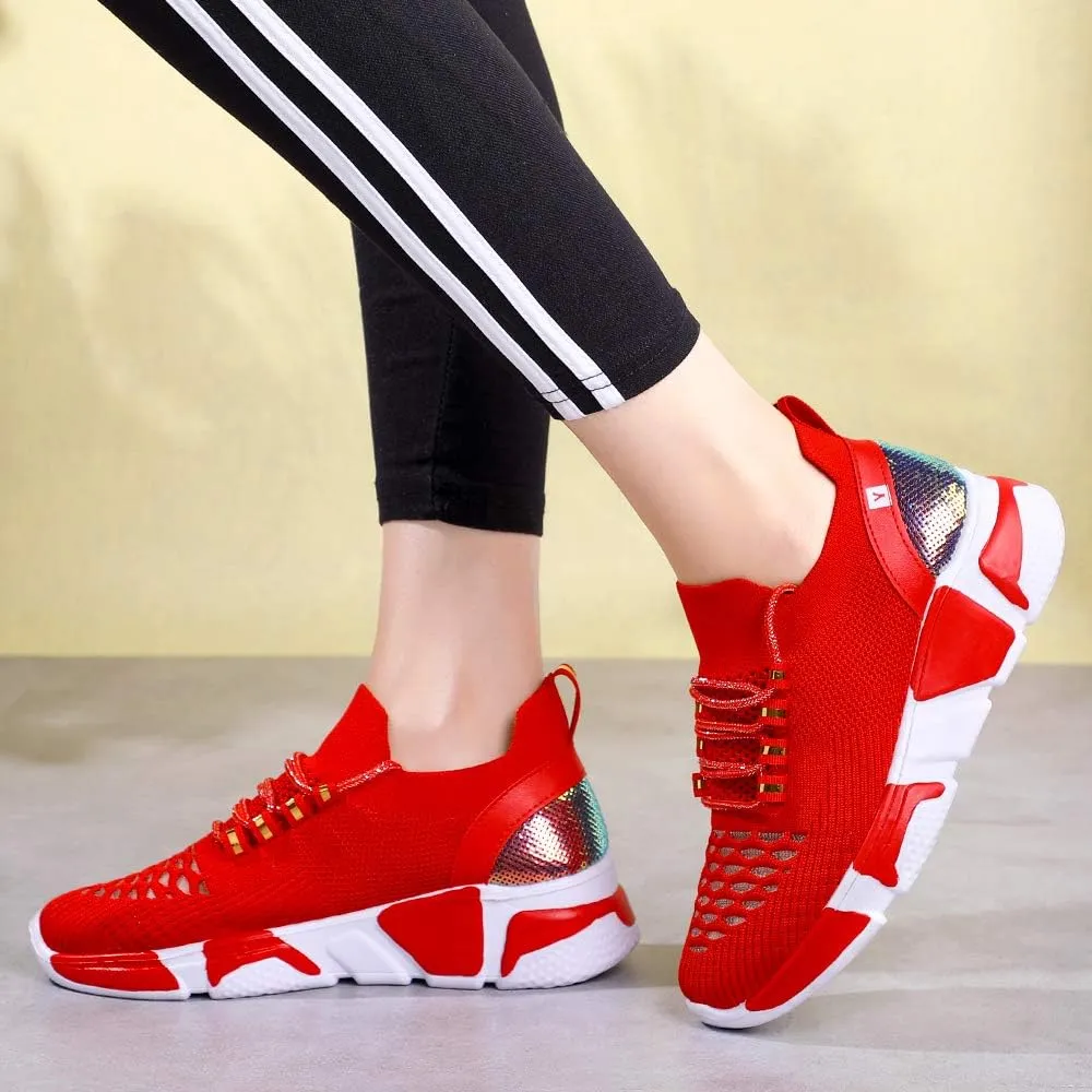 Women's Walking Shoes Fashion Sock Sneakers Slip on Mesh Wedge Heel Shoe Platform Loafers