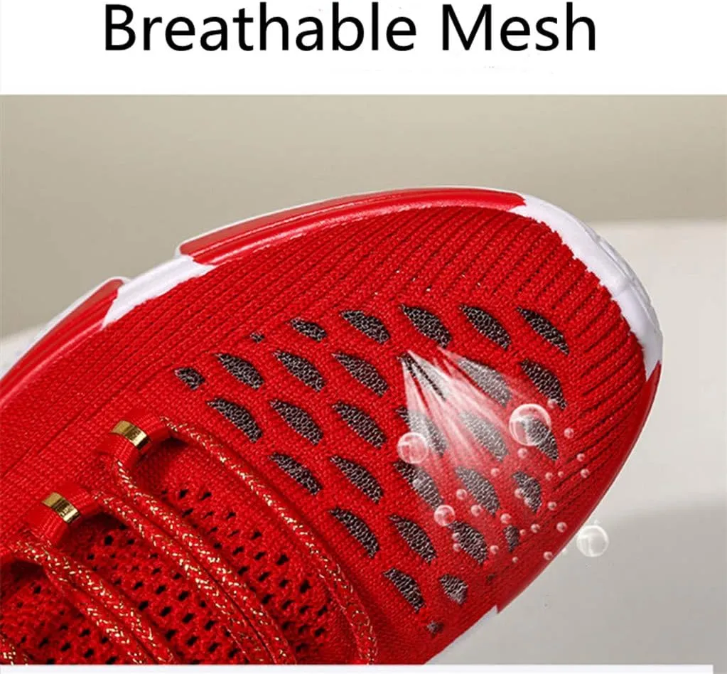 Women's Walking Shoes Fashion Sock Sneakers Slip on Mesh Wedge Heel Shoe Platform Loafers