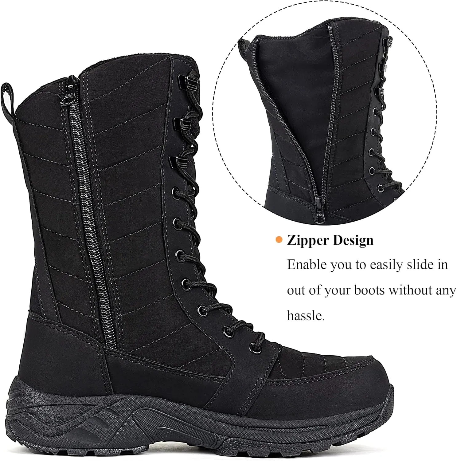 Women's Waterproof Winter Snow Boots Warm Comfortable with Side Zipper - 2025 Fashion Lightweight Hiking boots for Cold Weather Insulated Mid Calf Military Booties