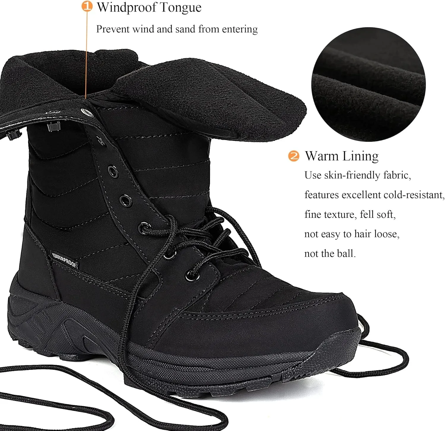 Women's Waterproof Winter Snow Boots Warm Comfortable with Side Zipper - 2025 Fashion Lightweight Hiking boots for Cold Weather Insulated Mid Calf Military Booties