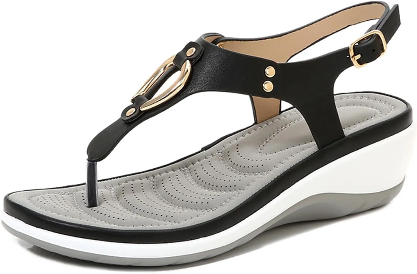 Women's Wedge Orthotic Flops Sandals Rest Toe Backstrap Fashion Boho Adjustable Summer Comfy Platform T-Strap Thong Dressy Walking Beach Sandals